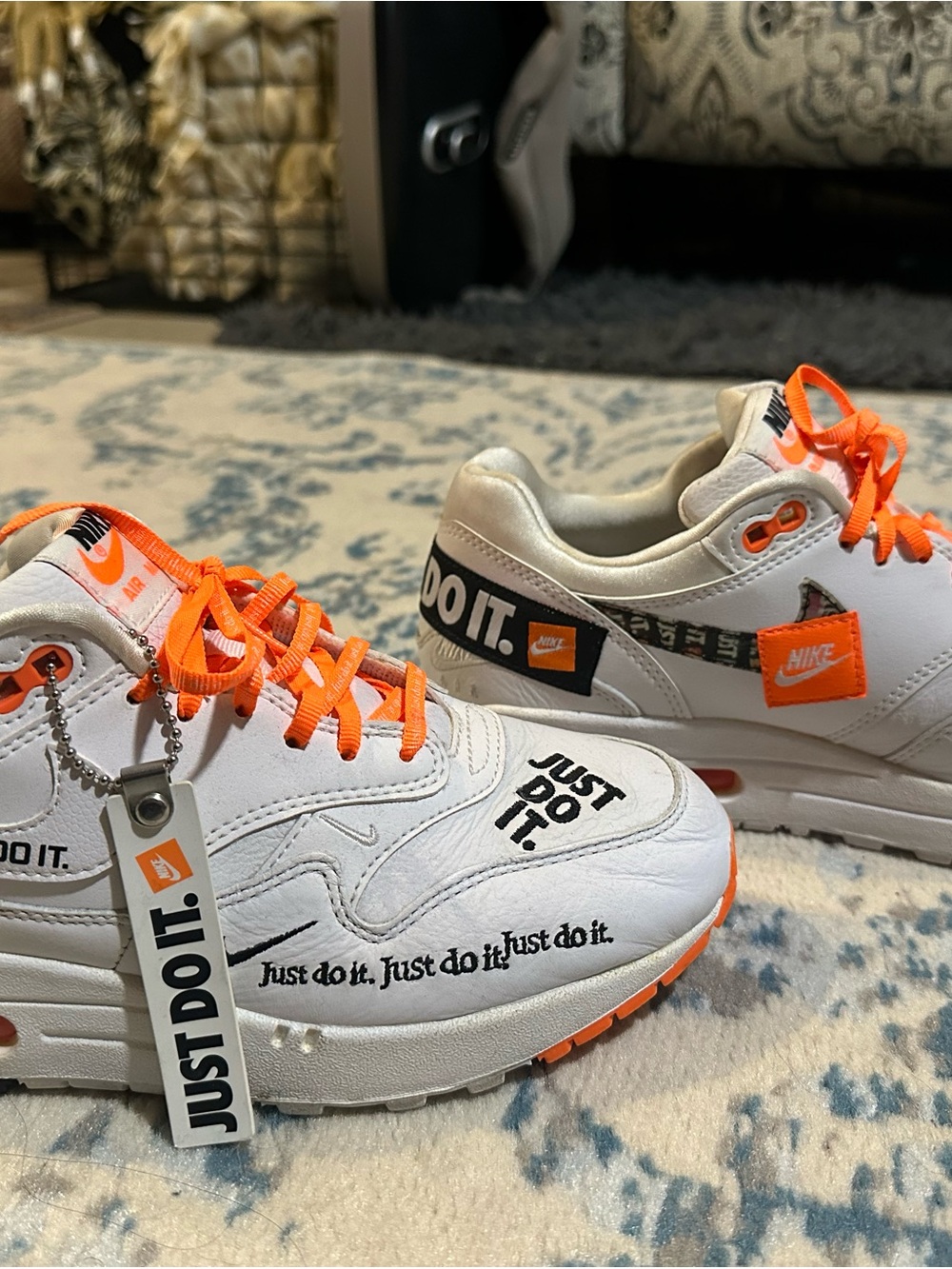 Nike White & Orange 'Just Do It' Athletic Shoes